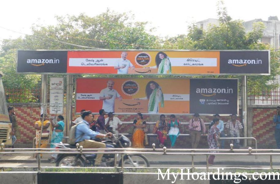 Cost of Bus Shelter Advertising at Commissioner office Egmore Bus Stop in Chennai, Outdoor Media Agency Chennai, Tamil Nadu 